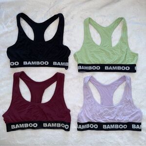 BAMBOO 4pc Sports Bra Bundle M 🖤💚💜